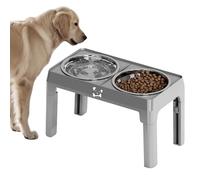 Dog Feeding Bowl Set - Stainless Steel Raised Dog Bowls, Adjustable No-Slip Stand | Elevated Pet Feeder Station for Small Breeds