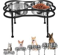 Dog Feeding Bowl Supporto per Ciotole Adatto Cani, Gatti e Altri Animali Dom estici diTaglia Piccola Media e Grande Vascette da Cibo Per Cani Con 4 Altezze Regolabili Include 2 Ciotole in Acciaio