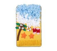 Dog Feeding Mat for Dogs, Beach-Themed Nose Work Play Pad with Multi-Zone Search Pockets for Indoor Games and Routine Use Daily Dog Foraging Mat Scent Game Sniff Pad Puzzle Feeder Beach Pet Fleece Toy