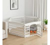 Dog Fence 6 Panels, Puppy Run 177.5 x 154.5 x 58 cm, Folding Puppy Grid for Indoor and Outdoor Use, White