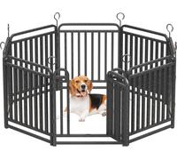 Dog Fence for Yard Outdoor Indoor Dog Playpen 32.31" Height 8 Panels Metal Dog Pen Puppy Playpen Portable Dog Kennel Crate for RV Camping(Black-Silver)