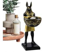 Dog Figurine - 25cm Egyptian Ańubis Statue With Bowl | Dog Ornaments | Resin Dogs Figurine | Ancient Egyptian God Sculpture For Home Décor | Artistic Desktop Ornament