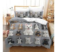 Dog Figurines 2 Pieces Polyester Microfibre Cute Pet Collectibles Style Kids Duvet Cover Set, 2 Pack Pillow Cases, Hidden Zip, Men Women, Autumn Use Skin Friendly Breathable Cosy Single（140x200cm）