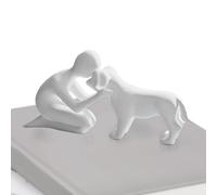 Dog Figurines Sculpture Home Decor - Friendship Resin Statue | Desktop Display Stand for Office, Living Room, Bedroom - Decorative Animal Figurine, Souvenir Gift for Am
