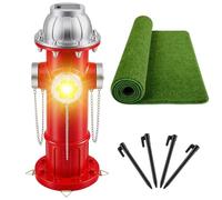 Dog Fire Hydrant Pee Post with 32 x 40 Inch Lawn Pad ,14.5" Solar Light Fire Hydrants for Dogs to Pee on . Fake Fires Hydrants Statues, for Garden Lawn Outdoor Decorations, Firefighter Gifts for Men