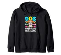 Dog First Grade Here I Come Back To School Zip Hoodie