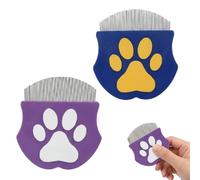 Dog Flea Comb, Fine Tooth Flea Comb for Dogs and Cats, Stainless Steel Pet Grooming Comb for Removing Fleas and Loose Hair, Portable Pet Brush in Blue and Purple Colours