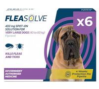 Dog Flea Treatment Extra Large Dogs x 6 - Flea Treatment for Dogs XL Very Large Dog 40-60 kg - Spot-On Solution for Flea and Tick Control - FleaSolve 6 Pipettes, 6 Doses