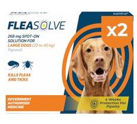 Dog Flea Treatment Large Dog x 2 - Spot on Flea Treatment for Dogs Large 20-40 kg - Fast Acting FleaSolve Solution 2 x Pipettes - 2 x Doses - Effective Spot-On Treatment