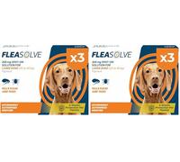 Dog Flea Treatment Large Dog x 3 - Spot on Flea Treatment for Dogs Large 20-40 kg - Fast Acting FleaSolve Solution 3 x Pipettes - 3 x Doses - Effective Spot-On Treatment (Pack of 2)