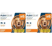 Dog Flea Treatment Large Dog x 6 - Spot on Flea Treatment for Dogs Large 20-40 kg - FleaSolve 6 Pipettes, 6 Doses - Effective Spot-On Treatment (Pack of 2)