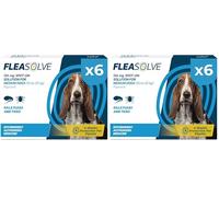 Dog flea treatment medium dog x 6 - Flea treatment for dogs medium 10-20 kg - Spot-On solution for flea and tick control - FleaSolve 6 Pipettes, 6 Doses (Pack of 2)