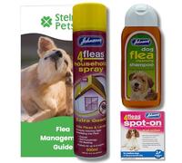Dog Flea Treatment Pack: Johnsons Spot On, Flea Shampoo & Flea Spray 600ml