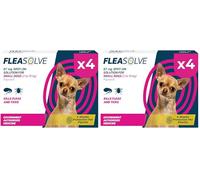 Dog Flea Treatment Small Dog x 4 - Spot on Flea Treatment for Dogs Small 2-10kg - FleaSolve Flea & Tick Solution - 4 Pipettes - 4 Doses (Pack of 2)