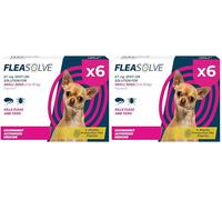 Dog Flea Treatment Small Dog x 6 - Spot on Flea Treatment for Dogs Small 2-10kg - FleaSolve Flea & Tick Solution - 6 x Pipettes - 6 x Doses (Pack of 2)