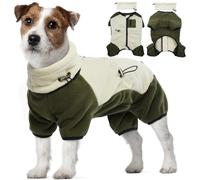 Dog Fleece Coat, Warm Coats & Jackets for Dogs Winter Jumpers Jack Russell Thermal jacket with Neck Warmer Keeping Pets Warm during Cold Weather(Beige, M)