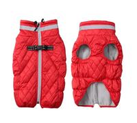 Dog fleece coat with D ring warm coats jackets dogs puppy snowsuit zipper closure for yorkie terrier schnauzer poodle border collie labrador small medium breeds - Red - Large