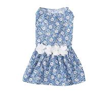 Dog Floral Dress Soft Comfortable Breathable Cute Doggie Princess Dresses Wedding Party Light Blue for Small Dogs Teacup Poodles and Chihuahuas (XS)