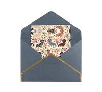 Dog Floral Elegant Pearlized Gold-Edged Greeting Card-Blank Interior,Single-Sided Print, All-Occasion Foldable Note Card With Envelope