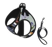 Dog Florals print Dog Harness and Leash Set, Reflective Adjustable Puppy Vest for Small Medium Large Dogs, Cats
