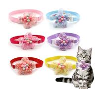 Dog Flower Collar, Adjustable Cat Neck Tie with Cute Mesh Flower for Small Medium Dog Cat Puppy Floral Neck Collar Birthday Holiday Wedding Party Decor Supplies (Light Colour)
