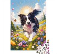 Dog Flower Meadow Jigsaw Puzzle, 1000 Pcs Indoor Adult Game | 52x38cm Cardboard, Brain Workout, Accurate Cutting, Adult Hobbyists, Stress Reduction