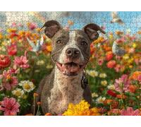 Dog Flowerbed Puzzle - 1500 Piece Jigsaw Puzzles for Adults - The Back Features Printed Letter Guides - The Pieces fit Together Snugly - Wooden Puzzles for Adults - Gifts Man 34.3 X 22.4 Inch s7h-764