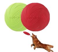 Dog Flying Disc,2 Pack Durable Dog Rubber Large Frisbee,Aerodynamic Spoiler Rim Design, Tear & Puncture Resistant, Gentle on Dog’s Mouths,for Small Dogs Training Both Land and Water(15CM Green + Red)