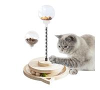 Dog Food Ball | Wood Slow Feeding Turntable,with Spring Pole Cat Treat Ball - for Interactive Slow Feeding Training Boredom Relief Mental Stimulation