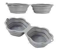 Dog Food Bowl 2-Compartment Silicone Foldable Feeding