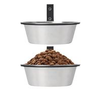 Dog Food Bowl, Dog Bowl Set Wall Mount, Stainless Steel, Iron 2 Pieces Elevated Feeder, Foldable Stand, Pet Supplies, Spill-Proof Cat Dish, Puppy Feeding, Easy Clean Design, 30x7cm