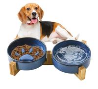 Dog Food Bowl Slow Feeder,Cute Paw Ceramic Dog Food And Water Bowl Set - Pet Accessories for Home Yard Garden Indoor Outdoor Standing Car Camping