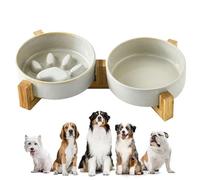 Dog Food Bowl Slow Feeder - Cute Paw Ceramic Slow Feeder And Water Bowl Set - Feeding Watering Supplies for Standing Home Outdoor Yard Garden Camping