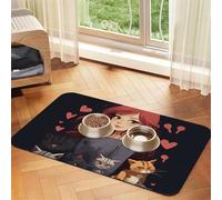 Dog Food Mat A Girl who Loves Cats Pet Feeding Mat Absorbent Pet Pad for Food and Water Bowl Dog Bowl Mat Quick Dry Cat Food Mat for Floors Water Bowl Mat 30x45cm