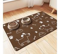 Dog Food Mat Absorbent: Cat Feeding Mat - 40 x 60 cm Dog Mat for Bowls - Non Slip Pet Cat Food Mats for Floors Anti Slip Rubber Mat Grey Pet Mats for Bowls Wipe Clean