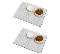 Dog Food Mat- Non-Slip Rubber Backing Pet Feeding Mat-Wide Range of Uses as Cat Litter Mat, Dog Drinking Fountain Mat or Pet Sleeping Mat - Easy to Clean and Store (2pcs)