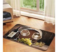 Dog Food Mat Non-Slip Waterproof Bowl Mat Absorbent Feeding Mat for Cat Dog (Red Wine Cellar)