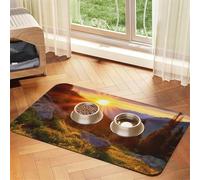Dog Food Mat Rocky Mountain Sunset Sunshine Pet Feeding Mat Absorbent Pet Pad for Food and Water Bowl Dog Bowl Mat Quick Dry Cat Food Mat for Floors Water Bowl Mat 30x45cm