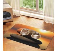 Dog Food Mat Sunrise Landscape Zen Stone Pet Feeding Mat Absorbent Pet Pad for Food and Water Bowl Dog Bowl Mat Quick Dry Cat Food Mat for Floors Water Bowl Mat 30x45cm