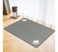 Dog Food Mat,Super Absorbent Pet Feeding Mat with Paw Pattern,Non-Slip,Durable, Easy to clean and Quick Drying Absorbent Pet Mat (Grey, 43x80cm)