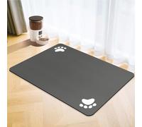 Dog Food Mat,Super Absorbent Pet Feeding Mat with Paw Pattern,Non-Slip,Durable, Easy to clean and Quick Drying Absorbent Pet Mat (Drak Grey, 43x80cm)