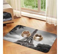 Dog Food Mat Tower Paris Pet Feeding Mat Absorbent Pet Pad for Food and Water Bowl Dog Bowl Mat Quick Dry Cat Food Mat for Floors Water Bowl Mat 30x45cm