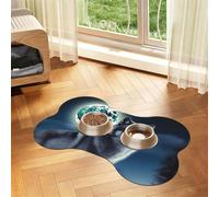 Dog Food Mats for Floors Non-Slip Super Absorbent Pet Feeding Mat 12"" X19 | Pet Placemat For Food And Water Bowl Quick Dry Dog Mat For Food And Water Wolf Under Moon Pet Food Mat