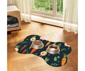 Dog Food Mats for Floors Non-Slip Super Absorbent Pet Feeding Mat 12"" X19 | Pet Placemat For Food And Water Bowl Quick Dry Dog Mat For Food And Water Happy Carrot Pet Food Mat