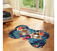 Dog Food Mats for Floors Non-Slip Super Absorbent Pet Feeding Mat 16"" X24 | Pet Placemat For Food And Water Bowl Quick Dry Dog Mat For Food And Water Hawaii Tropical Flower Pet Food Mat