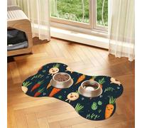 Dog Food Mats for Floors Non-Slip Super Absorbent Pet Feeding Mat 16"" X24 | Pet Placemat For Food And Water Bowl Quick Dry Dog Mat For Food And Water Happy Carrot Pet Food Mat