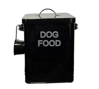 Dog Food or Dog Treat Storage Tin with Lid with Scoop Non Slip Pads (Black, Dog Food)