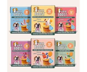 Dog Food Topper for Picky Eaters | Hydration Drink and Bone Broth Alternative | Furr Boost Variety Pack 6 x 400ml | Chicken, Beef, Pork, Salmon, Venison, Plant-Based