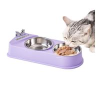 Dog Food Water Bowl - Stainless Steel Pet Feeding Bowl | Non-slip Pet Bowl | Basic Bowls | Dog Water Food Bowls | Cat Double Dish Food And Water Bowl For Small Pet, Kitten, Puppy, Cat