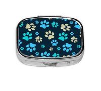 Dog Foot Print,Meta Pill Box 2 Compartment Medicine Case,Portable Organizer